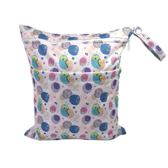 Cartoon Print Baby Double Zipper Diaper Bag (Washable)
