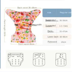 Baby Cloth Diapers with Double Buttons, Leak-Proof PUL