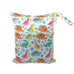 Cartoon Print Baby Double Zipper Diaper Bag (Washable)
