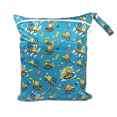 Cartoon Print Baby Double Zipper Diaper Bag (Washable)