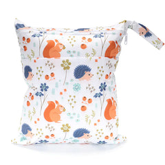 Cartoon Print Baby Double Zipper Diaper Bag (Washable)