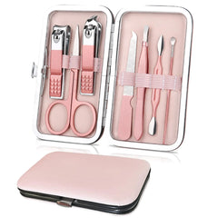 🇺🇸 WOXVM Premium Manicure Set 7 in 1 Professional Nail Clippers Scissors Pedicure Kit Stainless Steel Cuticle Nail Care Tools with Luxurious Travel Case Portable Manicure Grooming Kit Gift for Women