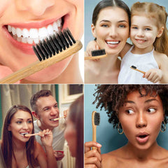 🇺🇸 Bamboo Toothbrush Set 4-Pack - Bamboo Toothbrushes with Soft Bristles for Adults - Eco-Friendly, Biodegradable, Natural Wooden Toothbrushes