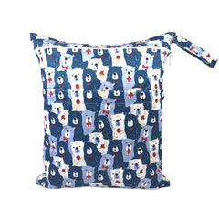 Cartoon Print Baby Double Zipper Diaper Bag (Washable)