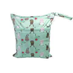 Cartoon Print Baby Double Zipper Diaper Bag (Washable)