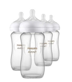 Philips AVENT Glass Natural Baby Bottle with Natural Response Nipple Clear 8oz 4pk