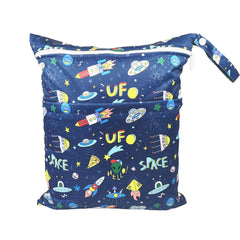 Cartoon Print Baby Double Zipper Diaper Bag (Washable)