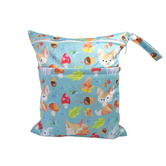 Cartoon Print Baby Double Zipper Diaper Bag (Washable)