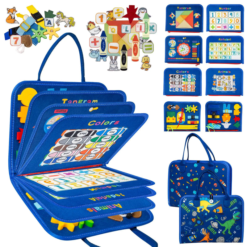 Toddler Busy Board Montessori Toys Busy Book for Toddlers 1-3 Year Old Gifts for 2 Year Old Girls Boy Educational Learning Sensory Kids Ages 2-4 Activities Toy for Airplane Car Travel
