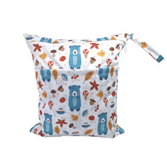 Cartoon Print Baby Double Zipper Diaper Bag (Washable)