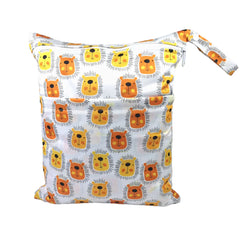 Cartoon Print Baby Double Zipper Diaper Bag (Washable)