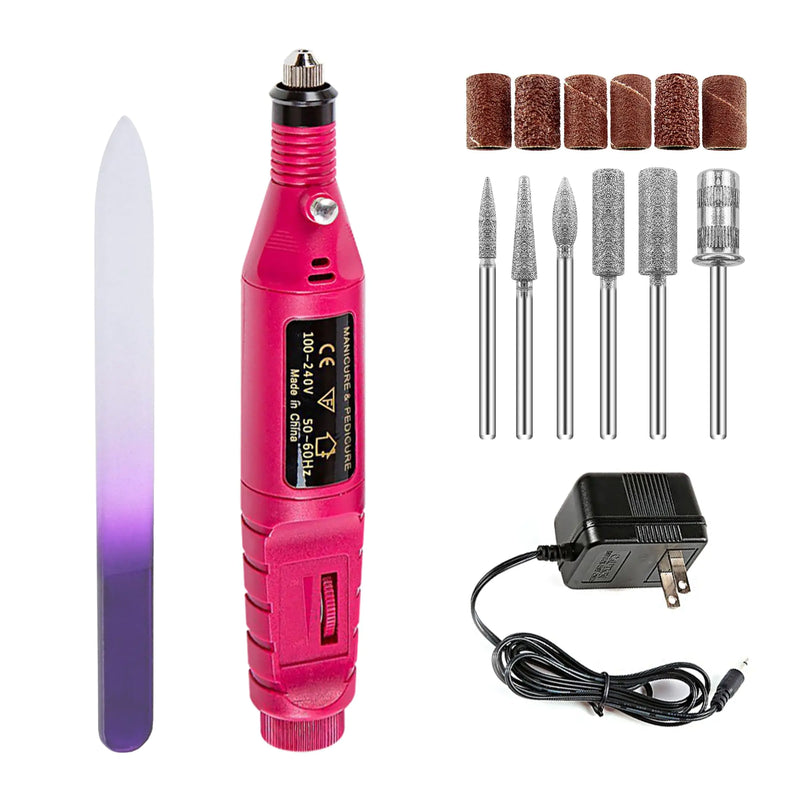 🇺🇸 Electric Nail Drill Kit Acrylic Nail File 20000 RPM with 6 Nail Drill Bits Acrylic Nail Gel Remover with a Gift Glass Nail File Nail Polishing Machine Manicure Set