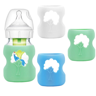 3 Pack Anti Breakage Baby Bottle Holder Silicone Sleeves for Dr. Browns Natural Glass Baby Bottles Anti Flow Sleeve for Infant Bottles (5 Ounce)