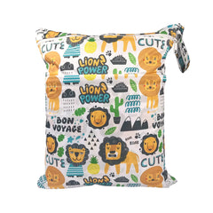 Cartoon Print Baby Double Zipper Diaper Bag (Washable)