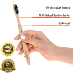 🇺🇸 Bamboo Toothbrush Set 4-Pack - Bamboo Toothbrushes with Soft Bristles for Adults - Eco-Friendly, Biodegradable, Natural Wooden Toothbrushes