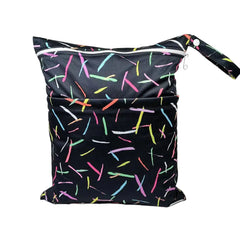 Cartoon Print Baby Double Zipper Diaper Bag (Washable)