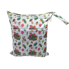 Cartoon Print Baby Double Zipper Diaper Bag (Washable)