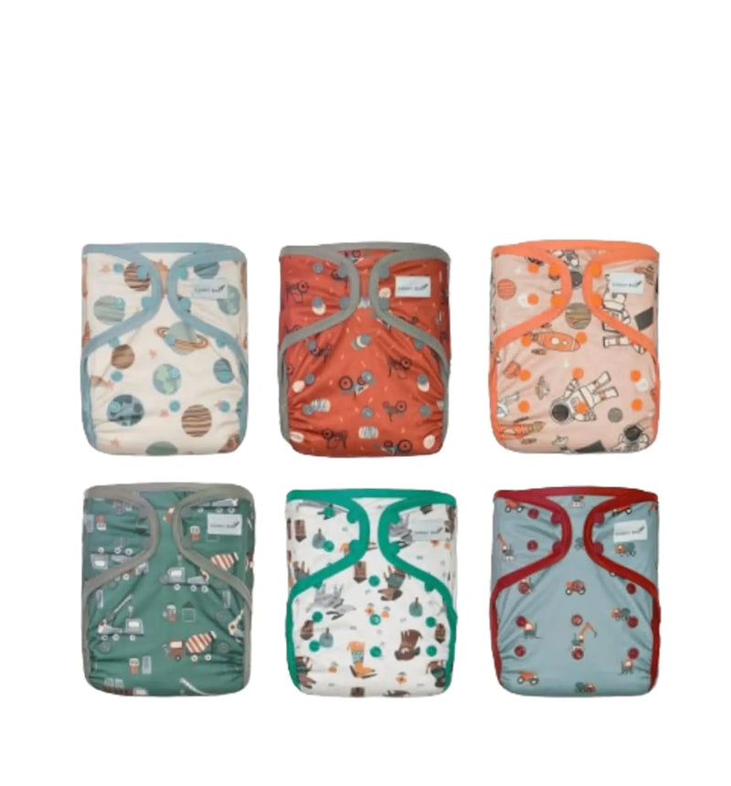 KaWaii Baby Happy Leak-Free Cloth Diaper Covers Double Waterproof Layer Adjustable Reusable Diaper Cover Baby Boys 8-36 pounds Pack of 6