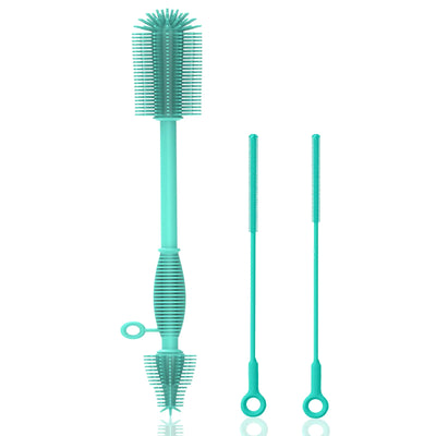 Bottle Brush and Straw Cleaner Set Silicone Soft Baby Bottle Cleaner BrushBendable Straw Cleaning BrushLong Handle Bottle Brushes for Cleaning (Green)
