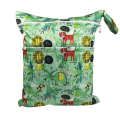 Cartoon Print Baby Double Zipper Diaper Bag (Washable)
