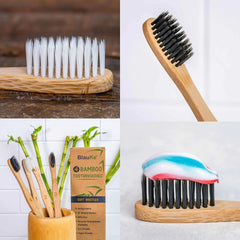 🇺🇸 Bamboo Toothbrush Set 4-Pack - Bamboo Toothbrushes with Soft Bristles for Adults - Eco-Friendly, Biodegradable, Natural Wooden Toothbrushes