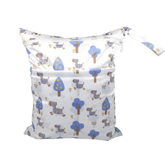 Cartoon Print Baby Double Zipper Diaper Bag (Washable)