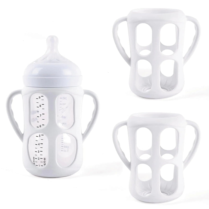 2 Pack Baby Bottle Handles for Philips Avent Natural Bottles Compatible with Avent Glass Bottles 9oz - Silicone Baby Bottle Holder for Hands-Free Convenience Easy Grip Handle