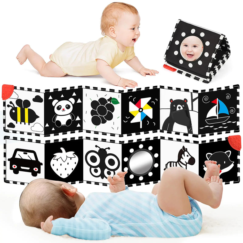High Contrast Baby Toys for Newborn Tummy Time Toys Black and White Baby Toys Soft Baby Book Infant Toy 0-3-6-12 Months Visual Stimulation Toy Chrismas Stocking Stuffers