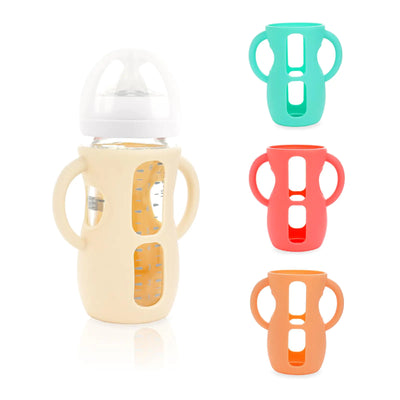 4-Pack Silicone Sleeves for Philips Avent Glass Bottles BPA-Free Drop-Resistant Baby Bottle Sleeves with Handles Compatible with Philips Avent Natural Glass Baby Bottles (8 oz)