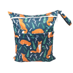 Cartoon Print Baby Double Zipper Diaper Bag (Washable)