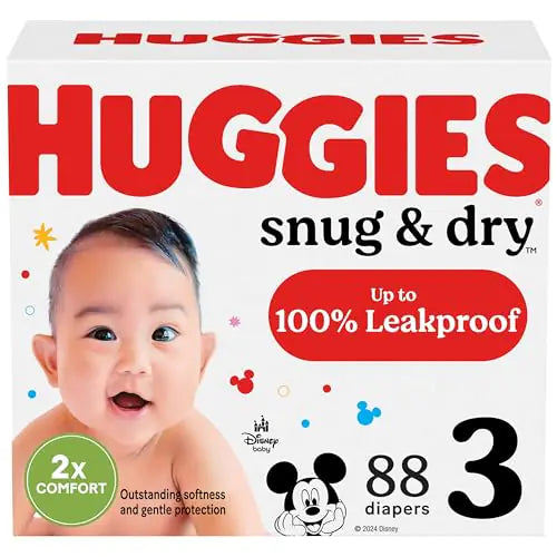Huggies Size 3 Diapers Snug & Dry Baby Diapers Size 3 (16-28 lbs) 88 Count Packaging May Vary