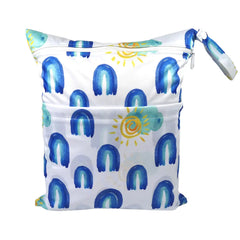 Cartoon Print Baby Double Zipper Diaper Bag (Washable)