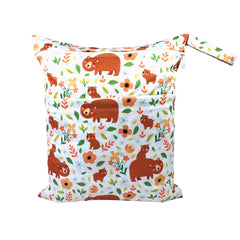 Cartoon Print Baby Double Zipper Diaper Bag (Washable)