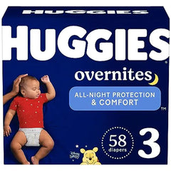 Huggies Size 3 Overnites Baby Diapers: Overnight Diapers Size 3 (16-28 lbs) 58 Ct