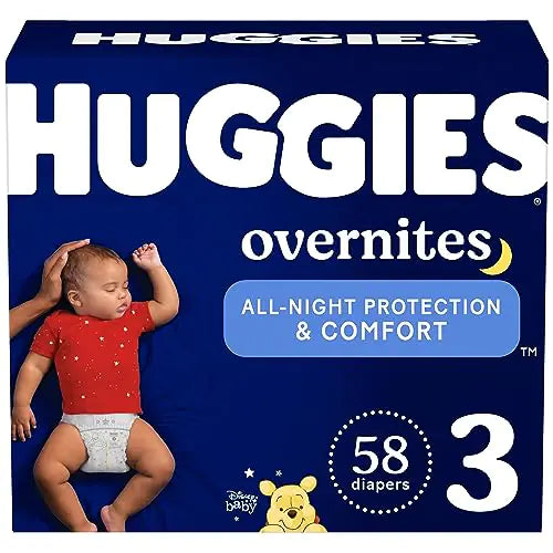 Huggies Size 3 Overnites Baby Diapers: Overnight Diapers Size 3 (16-28 lbs) 58 Ct