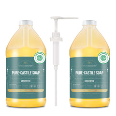 WHOLENATURALS Pure Castile Soap Liquid EWG Verified & Certified Palm Oil Free Unscented Natural Mild & Gentle Non-gmo & Vegan - Organic Body Baby Soap -Pack of 2 w/pump
