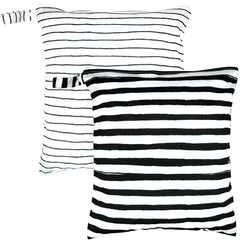 2pcs Premium Wet Bags – Waterproof & Watertight Machine Washable Cloth Diaper Wet Bags for Baby Clothes Wet Clothes Sweaty Clothes Swimsuits Travel Dry Bags - Black and White Striped