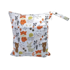 Cartoon Print Baby Double Zipper Diaper Bag (Washable)