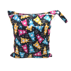 Cartoon Print Baby Double Zipper Diaper Bag (Washable)