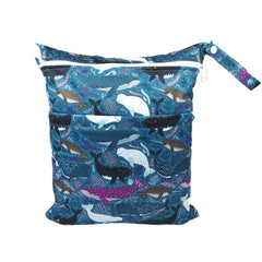 Cartoon Print Baby Double Zipper Diaper Bag (Washable)