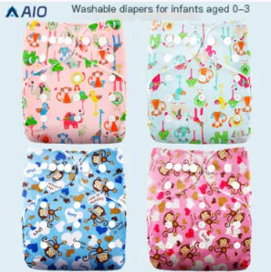 Baby Cloth Diapers with Double Buttons, Leak-Proof PUL