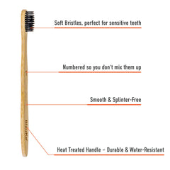 🇺🇸 Bamboo Toothbrush Set 4-Pack - Bamboo Toothbrushes with Soft Bristles for Adults - Eco-Friendly, Biodegradable, Natural Wooden Toothbrushes