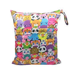 Cartoon Print Baby Double Zipper Diaper Bag (Washable)